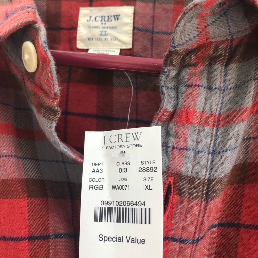 Men’s XL LS J Crew flannel button up shirt.